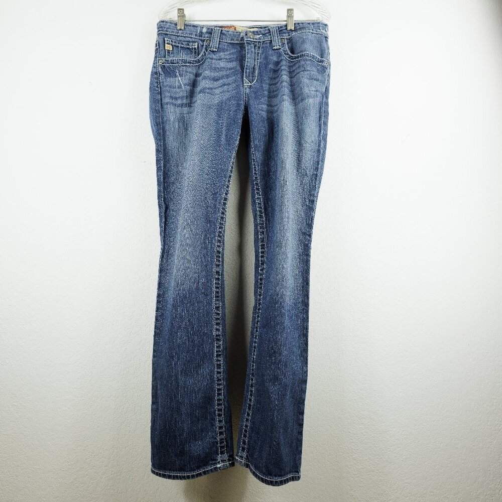 Big Star Women’s Maddie Straight Jeans Size 30R Mid Rise Blue Med Wash Stretch